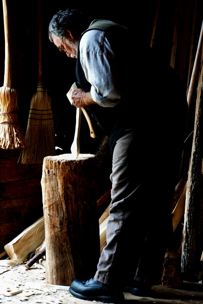 Edge work at the bench — a gouge reading the grain