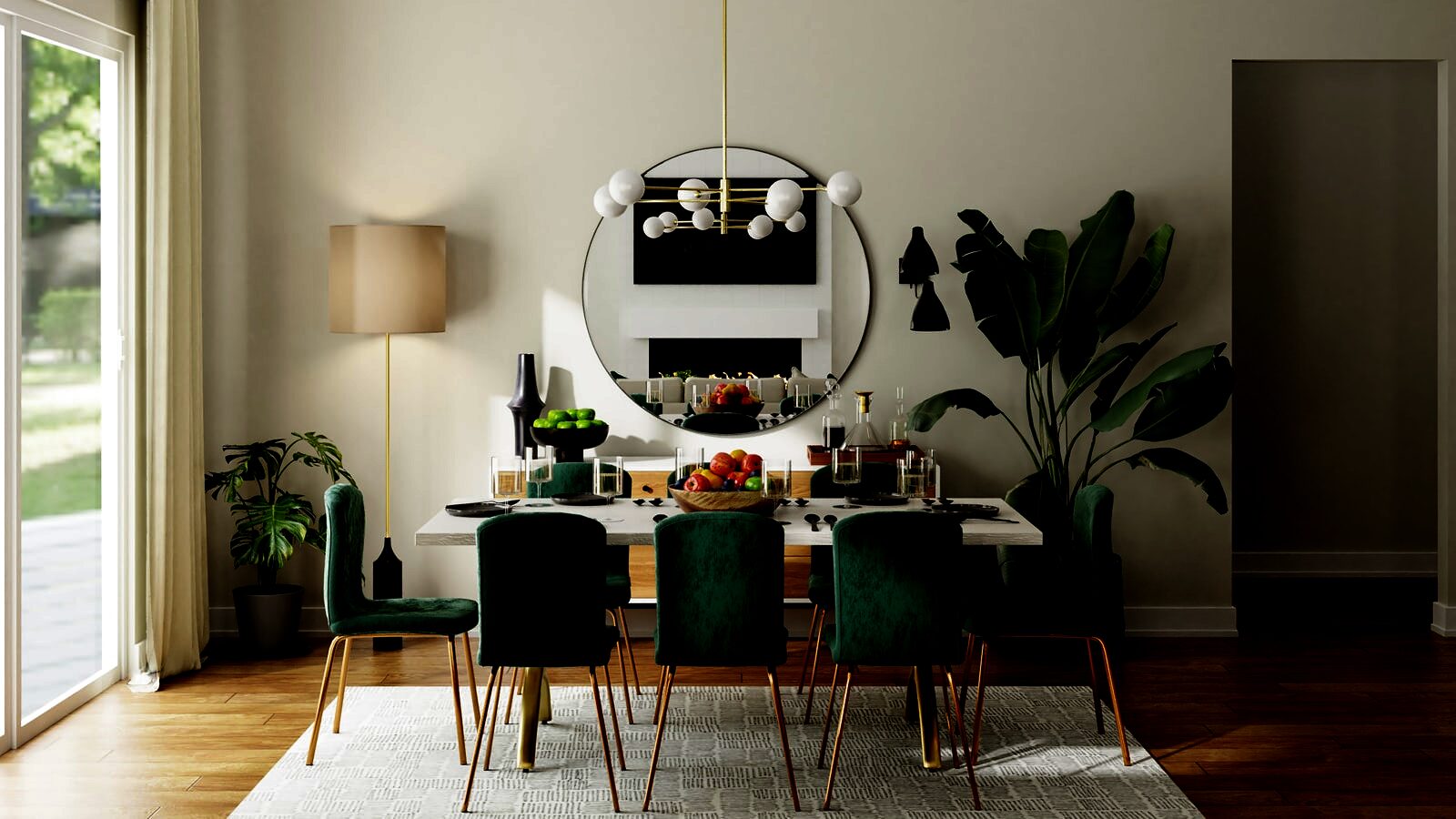 The dining room — solid oak and low light