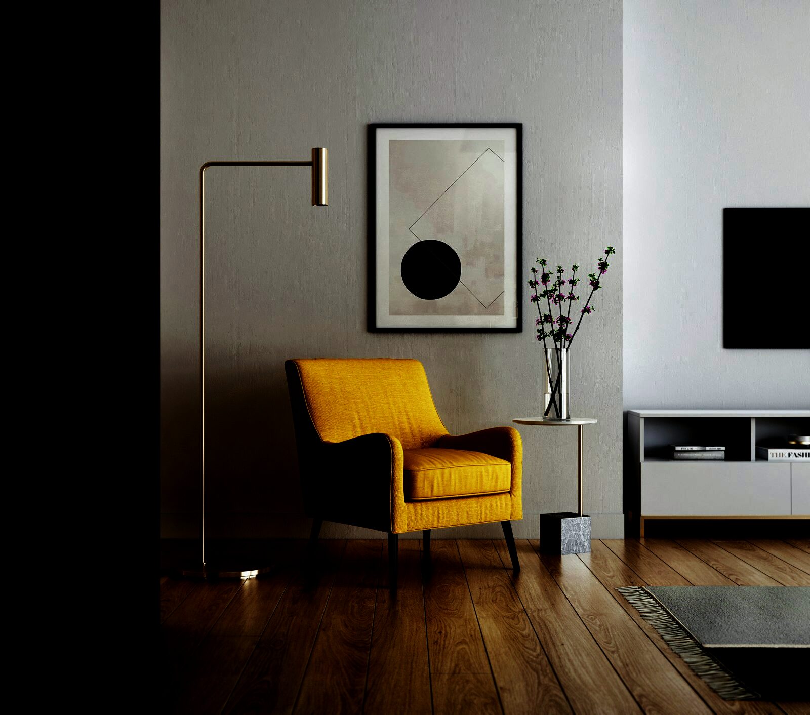 The living room — cane, wool and afternoon light